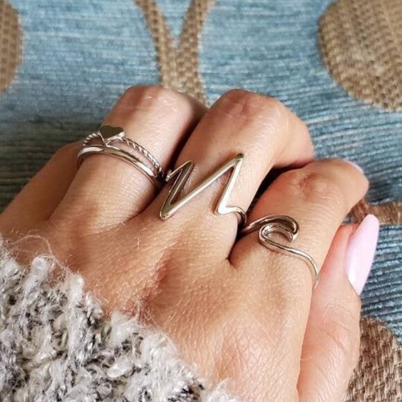 Heartbeat Ring, Sterling Silver Ring, Simple Women Ring, Tarnish Free, - Picture 4 of 7